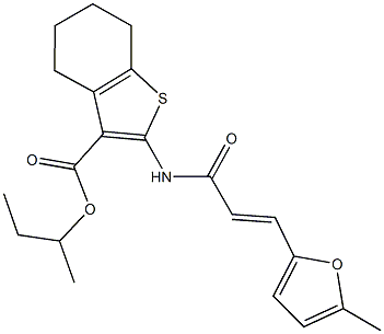 sec-butyl 2-{[3-(5-methyl-2-furyl)acryloyl]amino}-4,5,6,7-tetrahydro-1-benzothiophene-3-carboxylate 구조식 이미지