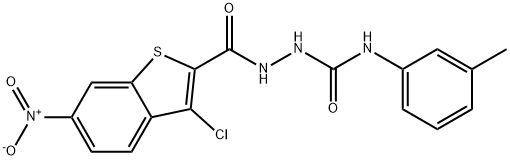 2-({3-chloro-6-nitro-1-benzothien-2-yl}carbonyl)-N-(3-methylphenyl)hydrazinecarboxamide Structure