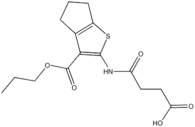 4-oxo-4-{[3-(propoxycarbonyl)-5,6-dihydro-4H-cyclopenta[b]thien-2-yl]amino}butanoic acid 구조식 이미지