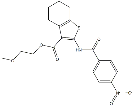 2-methoxyethyl 2-({4-nitrobenzoyl}amino)-4,5,6,7-tetrahydro-1-benzothiophene-3-carboxylate 구조식 이미지