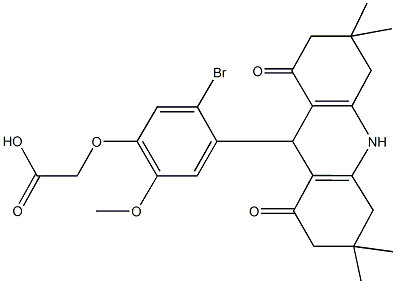 [5-bromo-2-methoxy-4-(3,3,6,6-tetramethyl-1,8-dioxo-1,2,3,4,5,6,7,8,9,10-decahydro-9-acridinyl)phenoxy]acetic acid Structure