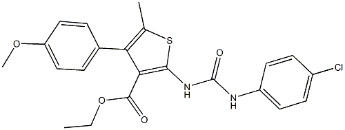 ethyl 2-{[(4-chloroanilino)carbonyl]amino}-4-(4-methoxyphenyl)-5-methylthiophene-3-carboxylate 구조식 이미지