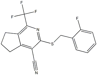 3-[(2-fluorobenzyl)sulfanyl]-1-(trifluoromethyl)-6,7-dihydro-5H-cyclopenta[c]pyridine-4-carbonitrile 구조식 이미지