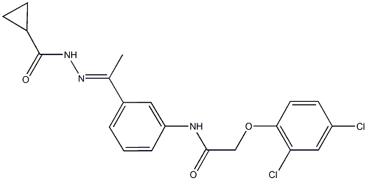 N-{3-[N-(cyclopropylcarbonyl)ethanehydrazonoyl]phenyl}-2-(2,4-dichlorophenoxy)acetamide Structure