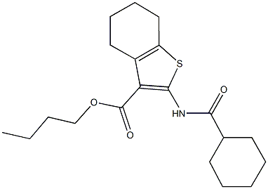 butyl 2-[(cyclohexylcarbonyl)amino]-4,5,6,7-tetrahydro-1-benzothiophene-3-carboxylate 구조식 이미지