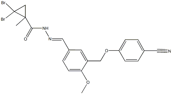 2,2-dibromo-N'-{3-[(4-cyanophenoxy)methyl]-4-methoxybenzylidene}-1-methylcyclopropanecarbohydrazide Structure