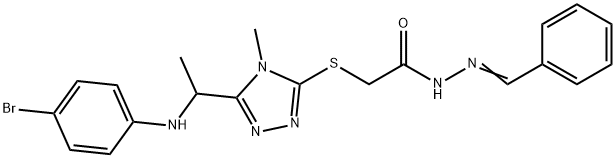 N'-benzylidene-2-({5-[1-(4-bromoanilino)ethyl]-4-methyl-4H-1,2,4-triazol-3-yl}sulfanyl)acetohydrazide Structure