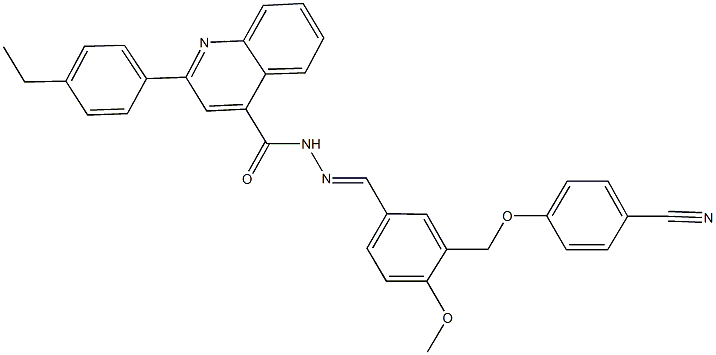 N'-{3-[(4-cyanophenoxy)methyl]-4-methoxybenzylidene}-2-(4-ethylphenyl)-4-quinolinecarbohydrazide 구조식 이미지