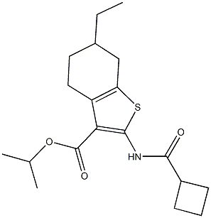 isopropyl 2-[(cyclobutylcarbonyl)amino]-6-ethyl-4,5,6,7-tetrahydro-1-benzothiophene-3-carboxylate 구조식 이미지