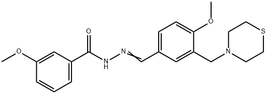 3-methoxy-N'-[4-methoxy-3-(4-thiomorpholinylmethyl)benzylidene]benzohydrazide 구조식 이미지