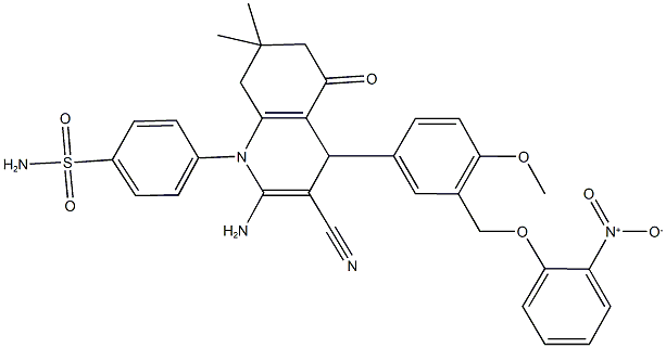 4-(2-amino-3-cyano-4-[3-({2-nitrophenoxy}methyl)-4-methoxyphenyl]-7,7-dimethyl-5-oxo-5,6,7,8-tetrahydroquinolin-1(4H)-yl)benzenesulfonamide 구조식 이미지