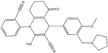 2-amino-1-(2-cyanophenyl)-4-[4-methoxy-3-(pyrrolidin-1-ylmethyl)phenyl]-5-oxo-1,4,5,6,7,8-hexahydroquinoline-3-carbonitrile Structure