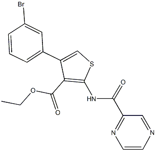 ethyl 4-(3-bromophenyl)-2-[(pyrazin-2-ylcarbonyl)amino]thiophene-3-carboxylate 구조식 이미지