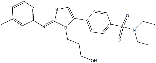 N,N-diethyl-4-{3-(3-hydroxypropyl)-2-[(3-methylphenyl)imino]-2,3-dihydro-1,3-thiazol-4-yl}benzenesulfonamide Structure