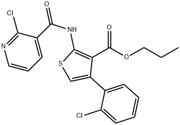 propyl 4-(2-chlorophenyl)-2-{[(2-chloro-3-pyridinyl)carbonyl]amino}-3-thiophenecarboxylate Structure