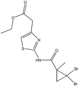 ethyl (2-{[(2,2-dibromo-1-methylcyclopropyl)carbonyl]amino}-1,3-thiazol-4-yl)acetate 구조식 이미지