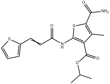 isopropyl 5-(aminocarbonyl)-4-methyl-2-{[3-(2-thienyl)acryloyl]amino}-3-thiophenecarboxylate 구조식 이미지