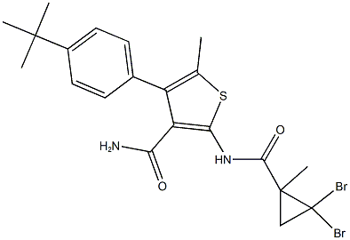 4-(4-tert-butylphenyl)-2-{[(2,2-dibromo-1-methylcyclopropyl)carbonyl]amino}-5-methylthiophene-3-carboxamide Structure