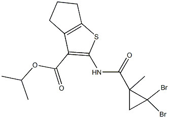 isopropyl 2-{[(2,2-dibromo-1-methylcyclopropyl)carbonyl]amino}-5,6-dihydro-4H-cyclopenta[b]thiophene-3-carboxylate Structure