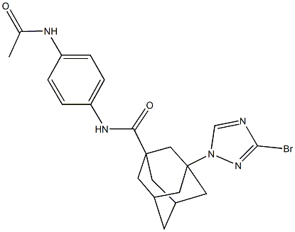 N-[4-(acetylamino)phenyl]-3-(3-bromo-1H-1,2,4-triazol-1-yl)-1-adamantanecarboxamide 구조식 이미지