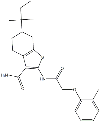 2-{[(2-methylphenoxy)acetyl]amino}-6-tert-pentyl-4,5,6,7-tetrahydro-1-benzothiophene-3-carboxamide Structure