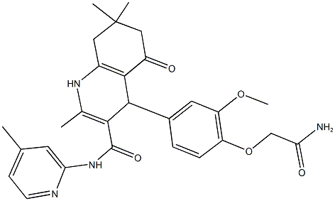 4-[4-(2-amino-2-oxoethoxy)-3-methoxyphenyl]-2,7,7-trimethyl-N-(4-methyl-2-pyridinyl)-5-oxo-1,4,5,6,7,8-hexahydro-3-quinolinecarboxamide 구조식 이미지