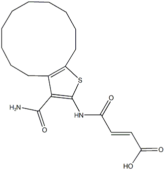 4-{[3-(aminocarbonyl)-4,5,6,7,8,9,10,11,12,13-decahydrocyclododeca[b]thien-2-yl]amino}-4-oxo-2-butenoic acid 구조식 이미지