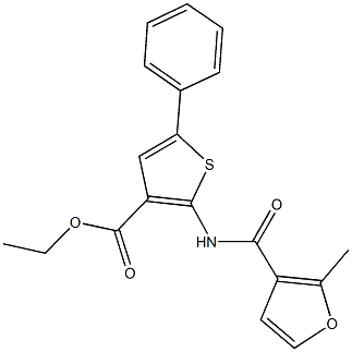 ethyl 2-[(2-methyl-3-furoyl)amino]-5-phenyl-3-thiophenecarboxylate 구조식 이미지