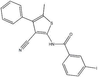 N-(3-cyano-5-methyl-4-phenyl-2-thienyl)-3-iodobenzamide 구조식 이미지