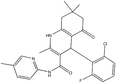 4-(2-chloro-6-fluorophenyl)-2,7,7-trimethyl-N-(5-methylpyridin-2-yl)-5-oxo-1,4,5,6,7,8-hexahydroquinoline-3-carboxamide 구조식 이미지