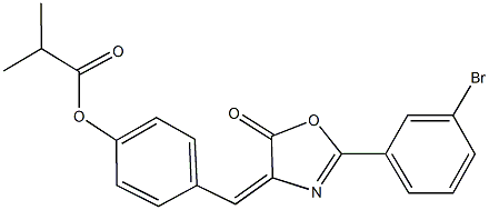 4-[(2-(3-bromophenyl)-5-oxo-1,3-oxazol-4(5H)-ylidene)methyl]phenyl 2-methylpropanoate 구조식 이미지