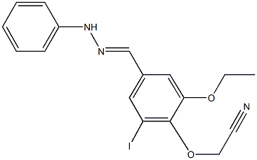 [2-ethoxy-6-iodo-4-(2-phenylcarbohydrazonoyl)phenoxy]acetonitrile 구조식 이미지