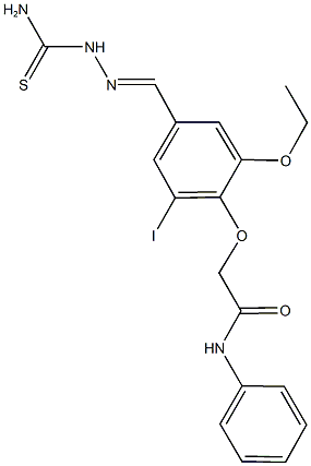 2-{4-[2-(aminocarbothioyl)carbohydrazonoyl]-2-ethoxy-6-iodophenoxy}-N-phenylacetamide 구조식 이미지