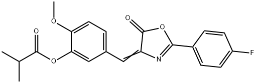 5-[(2-(4-fluorophenyl)-5-oxo-1,3-oxazol-4(5H)-ylidene)methyl]-2-methoxyphenyl 2-methylpropanoate 구조식 이미지