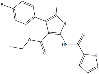ethyl 4-(4-fluorophenyl)-5-methyl-2-[(thien-2-ylcarbonyl)amino]thiophene-3-carboxylate Structure