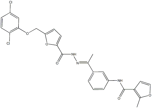 N-[3-(N-{5-[(2,5-dichlorophenoxy)methyl]-2-furoyl}ethanehydrazonoyl)phenyl]-2-methyl-3-furamide Structure