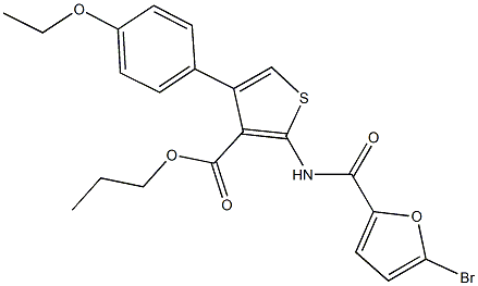 propyl 2-[(5-bromo-2-furoyl)amino]-4-(4-ethoxyphenyl)thiophene-3-carboxylate 구조식 이미지