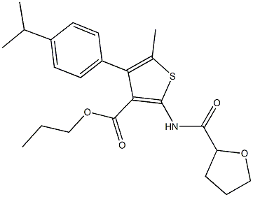 propyl 4-(4-isopropylphenyl)-5-methyl-2-[(tetrahydro-2-furanylcarbonyl)amino]-3-thiophenecarboxylate Structure