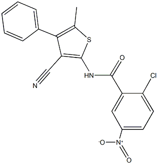 2-chloro-N-(3-cyano-5-methyl-4-phenylthien-2-yl)-5-nitrobenzamide Structure