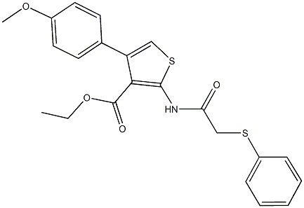 ethyl 4-(4-methoxyphenyl)-2-{[(phenylsulfanyl)acetyl]amino}thiophene-3-carboxylate 구조식 이미지