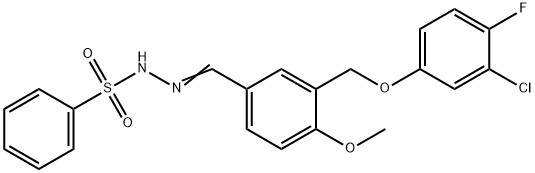 N'-{3-[(3-chloro-4-fluorophenoxy)methyl]-4-methoxybenzylidene}benzenesulfonohydrazide 구조식 이미지