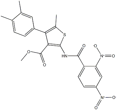 methyl 2-({2,4-dinitrobenzoyl}amino)-4-(3,4-dimethylphenyl)-5-methyl-3-thiophenecarboxylate 구조식 이미지