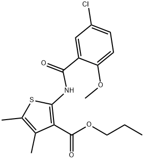 propyl 2-[(5-chloro-2-methoxybenzoyl)amino]-4,5-dimethylthiophene-3-carboxylate 구조식 이미지