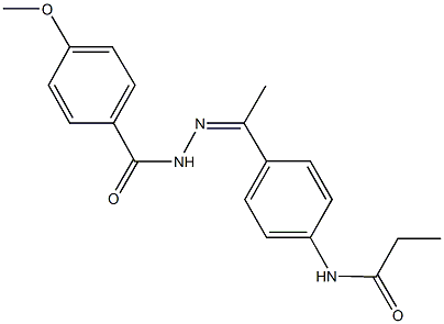 N-{4-[N-(4-methoxybenzoyl)ethanehydrazonoyl]phenyl}propanamide 구조식 이미지