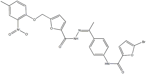 5-bromo-N-(4-{N-[5-({2-nitro-4-methylphenoxy}methyl)-2-furoyl]ethanehydrazonoyl}phenyl)-2-furamide 구조식 이미지