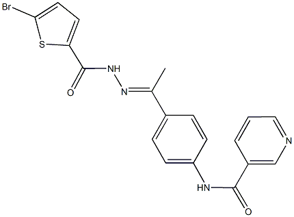 N-(4-{N-[(5-bromo-2-thienyl)carbonyl]ethanehydrazonoyl}phenyl)nicotinamide 구조식 이미지