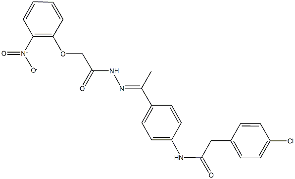 2-(4-chlorophenyl)-N-{4-[N-({2-nitrophenoxy}acetyl)ethanehydrazonoyl]phenyl}acetamide 구조식 이미지