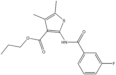 propyl 2-[(3-fluorobenzoyl)amino]-4,5-dimethylthiophene-3-carboxylate 구조식 이미지