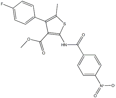 methyl 4-(4-fluorophenyl)-2-({4-nitrobenzoyl}amino)-5-methylthiophene-3-carboxylate 구조식 이미지