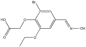 {2-bromo-6-ethoxy-4-[(hydroxyimino)methyl]phenoxy}acetic acid Structure